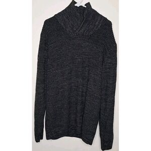Carbon Knit‎ Cowl Neck Sweater Mens XXL Dark Gray Cozy Minimalist Winter Acrylic